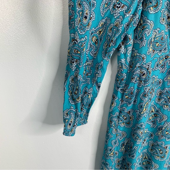 J. Crew Drapey‎ puff-sleeve dress in paisley bunch Maxi Length Womens 18. blue - Picture 6 of 13